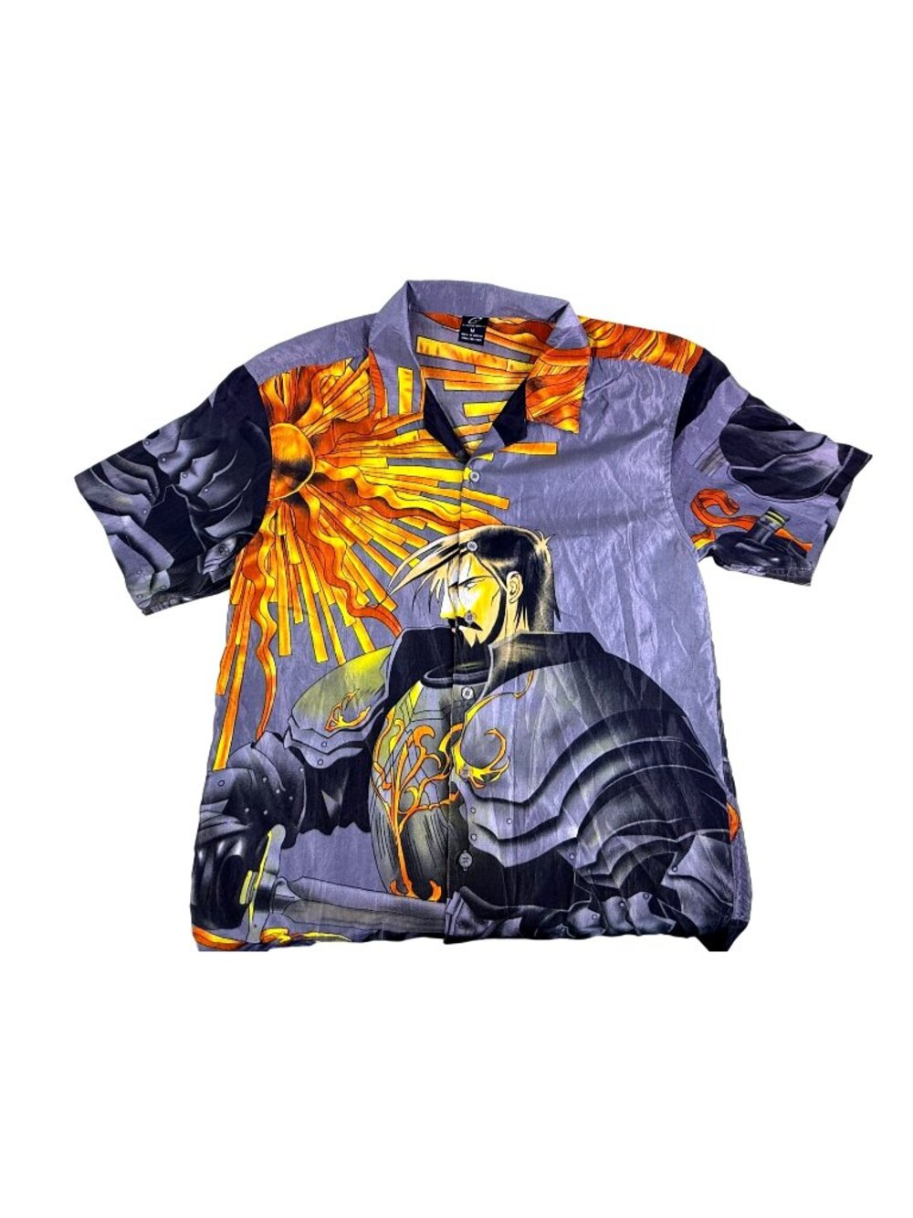Vintage 90s Claudio Nucci AOP Samurai Ninja Anime Warrior Art Shirt Size M